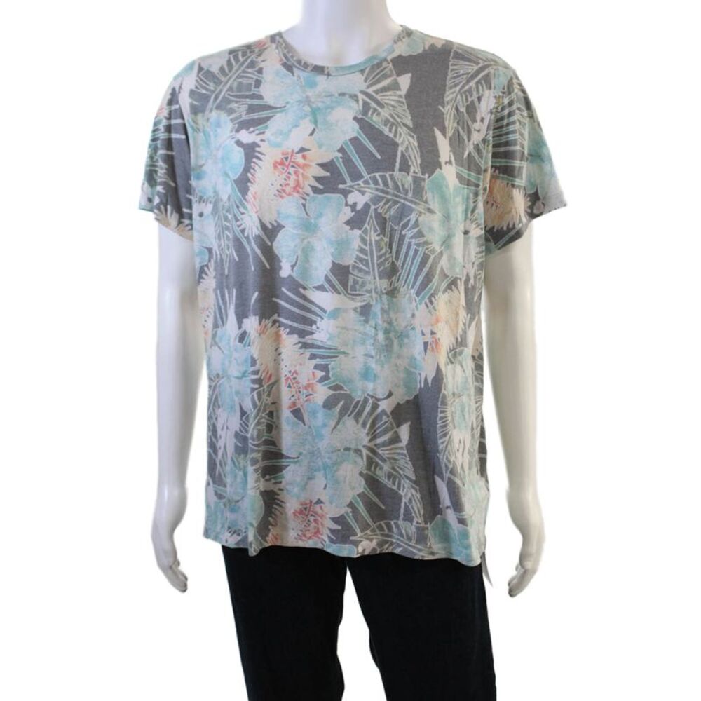 SOL ANGELES Mens Floral Gray Crew Neck Short Sleeve T-Shirt Size 2XL